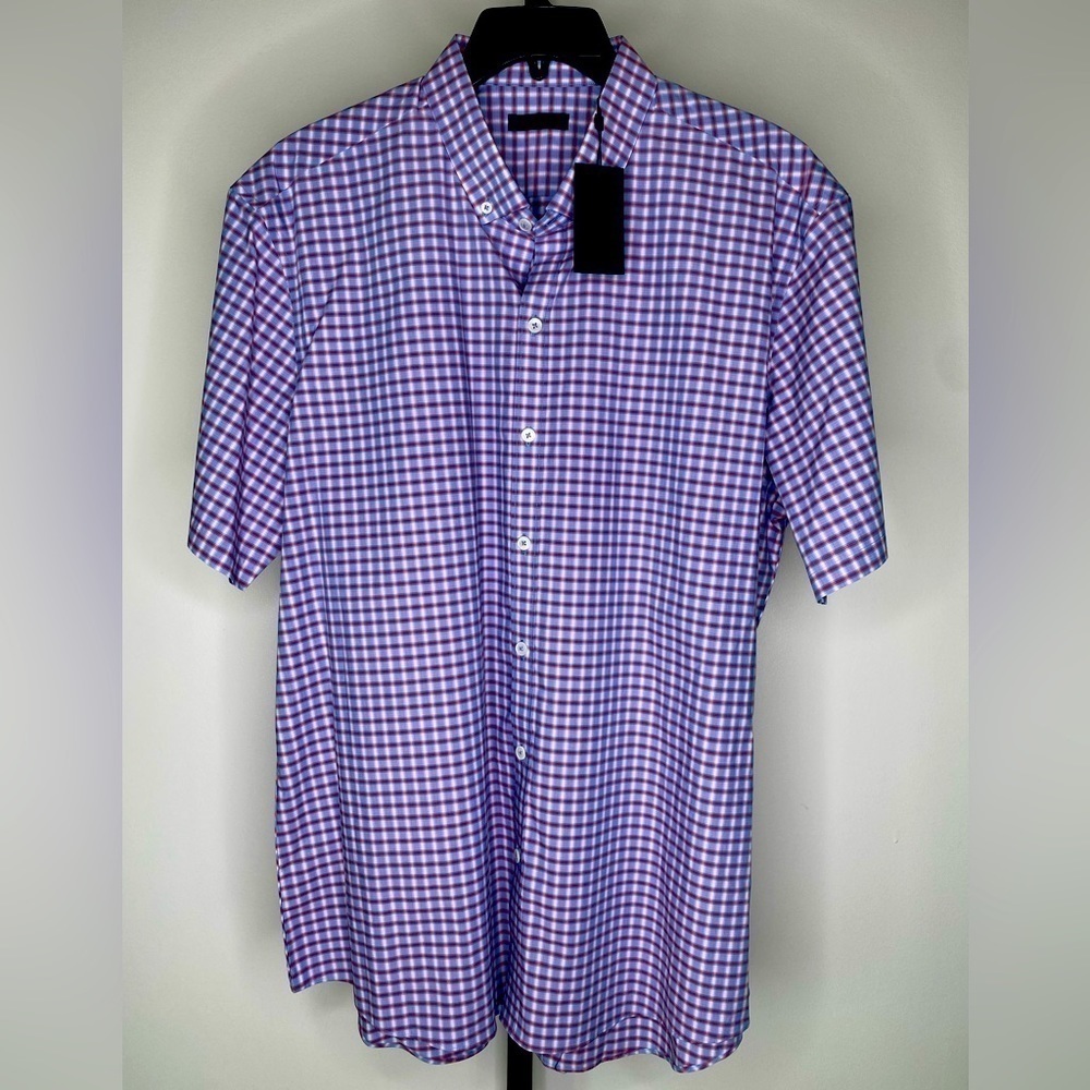 Zachary Prell Short-Sleeve Plaid Button-Down Shirt XL